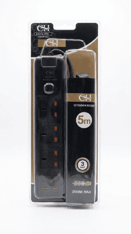 CH Extention Cable 3WAY 5 Mtr With 2 Usb & Port B4PD